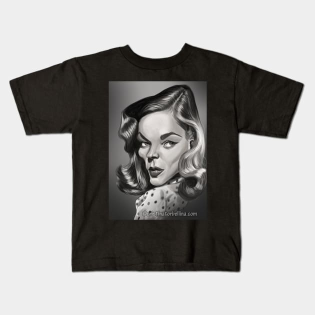 Lauren Bacall Kids T-Shirt by cristinatorbellina